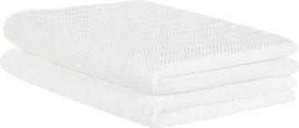 Beliani Beliani - Conjunto De 2 Toallas De Algod&oacute;n Blanco Patr&oacute;n Chevron Textura Suave Ba&ntilde;o Mitiaro