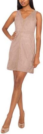 Halogen Zip Front Sleeveless Minidress in Flaxen Taupe at Nordstrom Rack, Size X-Large