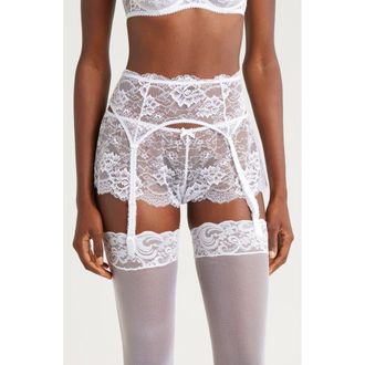 Journelle Isabel Lace Suspender Belt in Blanc at Nordstrom, Size Large