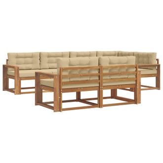 vidaXL Conjunto De Sof&aacute;s De Exterior Con Coj&iacute;n 7 Pcs Natural Y Beige Vidaxl