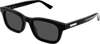 Gucci Rechthoekige Zonnebril - Heren - Zonnebrillen - Zwart - 51 MM - Accessoires