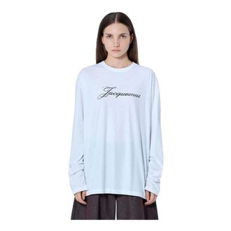Jacquemus T-shirt met lange mouwen - Dames - Tops - Wit - Maat: L Katoen