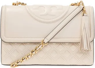 Tory Burch New Cream Fleming Convertible Leather Shoulder Bag