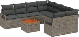 vidaXL Garden Sofa Set 9 pcs Grey vidaXL