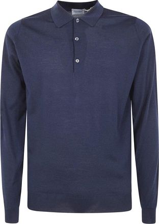 John Smedley Belper Shirt LS - Heren - Ronde hals truien - Zwart - M - Wol - Truien & Vesten