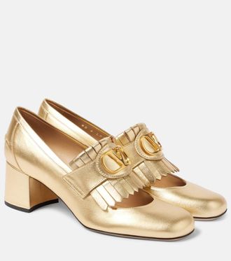 Valentino Garavani VLogo Signature fringed leather loafer pumps