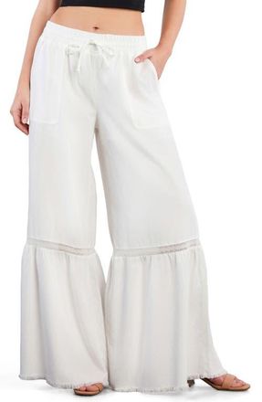 BILLY T Drawstring Waist Tiered Denim Pants in Bright White at Nordstrom, Size X-Large