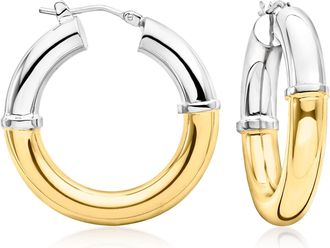 Ross-Simons Italian 2-Tone Sterling Silver Hoop Earrings