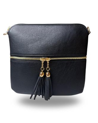 Generic Crossbody Bags for Women, Designer Faux Leather Small Shoulder Bag With Adjustable Strap, Multiple Compartments Messenger Bag (Black)