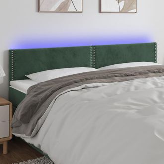 vidaXL Cabecero Con Led De Terciopelo Verde Oscuro 180x5x78/88 Cm Vidaxl