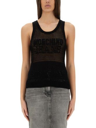Moschino Black Logo Round Neck Top