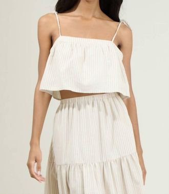 Sugarlips Everlanes Striped Crop Top In Tan/white