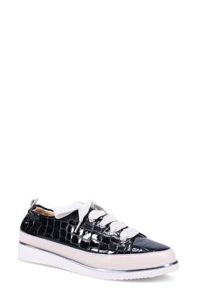 Ron White Novella Avara Croc Embossed Leather Sneaker in Onyx at Nordstrom, Size 10-10.5Us