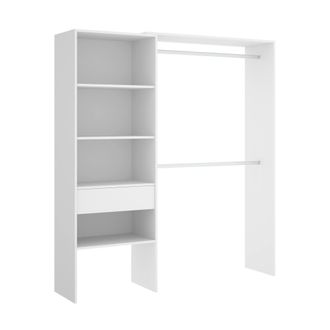 Dmora Dmora - Armario Dgarut, Estructura Para Vestidor, Perchero Abierto, 160x40h187 Cm, Blanco