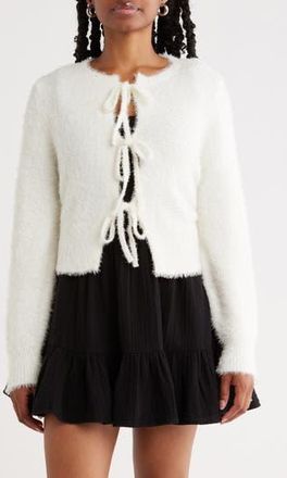 Abound Bow Front Cardigan in Ivory at Nordstrom Rack, Size Small