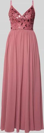 Mascara Abendkleid in Maxilänge mit Paillettenbesatz in Altrosa, Größe 32