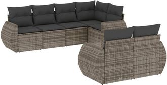 vidaXL Set De Sof&aacute;s De Jard&iacute;n 7 Piezas Con Cojines Rat&aacute;n Pe Gris Vidaxl