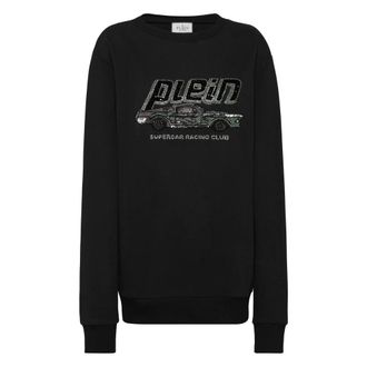 Philipp Plein Pullover Round Neck LS Cars Racing - Dames - Sweatshirts - Zwart - L - Katoen - Hoodies & sweatvesten