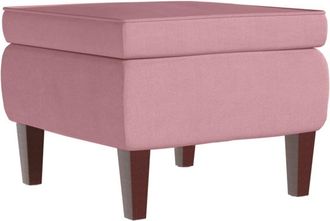 vidaXL Taburete con patas de madera terciopelo rosa Vidaxl