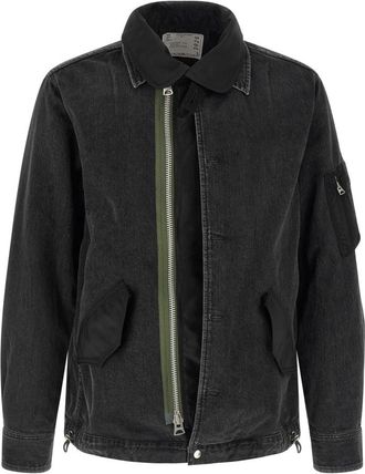 sacai Heren, Jassen, Zwart, Maat: L Denim