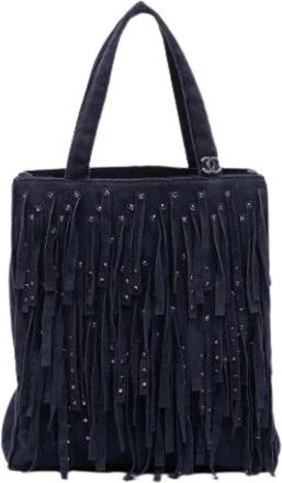 Chanel Pre-owned Studded Fringe Suede Tote - Dames - Vintage Shopper - Zwart - ONE Size - Su&egrave;de - Vintage