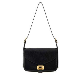 Balenciaga Black Leather Medium Clicca Shoulder Bag Borse A Mano