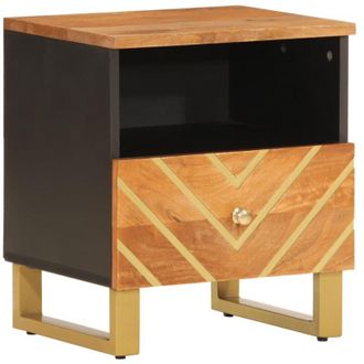 vidaXL Vidaxl - Mesita De Noche De Madera Maciza De Mango Marr&oacute;n Y Negro