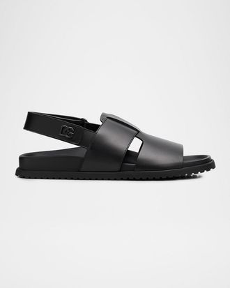 Dolce & Gabbana Men & apos;s DG Logo Leather Sandals
