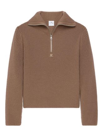 Courr&egrave;ges Funnel Neck Sweater With Half-Zip Fastening