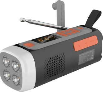 OEM Radio De Emergencia Lr-7d Dab+ Con Fm/bluetooth, Radio Digital Port&aacute;til A Bater&iacute;a Con Alarma Sos, Luz Nocturna Y Linterna, Cargador Solar Con Manivela