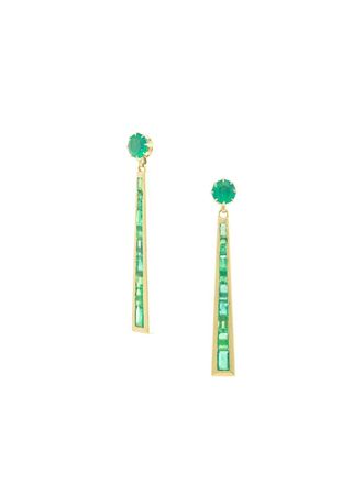 Jenna Blake Gold Emerald Earrings - women - Emerald/18kt Yellow Gold - One Size