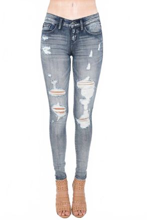 Judy Blue Booytfull Wash Out Destroyed Skinny Jeans - Plus In Blue