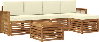vidaXL Conjunto De Sof&aacute;s De Exterior 6 Uds. Natural Y Crema Vidaxl