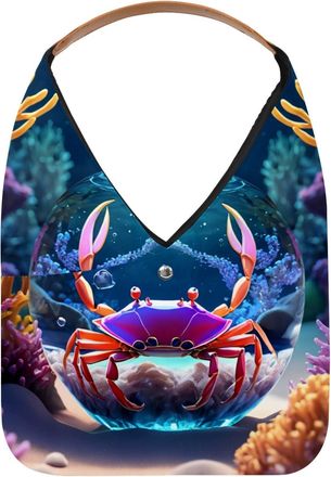 Generic Crab Crystal Ball Reusable Lightweight Grocery Bags - Foldable Into Compact Pouch, Washable & Sturdy, Multipurpose for Shopping and Travel