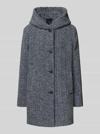 Fuchs Schmitt Mantel mit Woll-Anteil und Kapuze in Marine, Größe 34