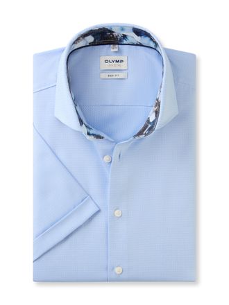 Olymp Kurzarmhemd OLYMP Level 5, Herren, Gr. 38, N-Gr, blau (bleu), Obermaterial: 97% Baumwolle, 3% Elastolefin, k&ouml;rpernah, Hemden Kurzarmhemd