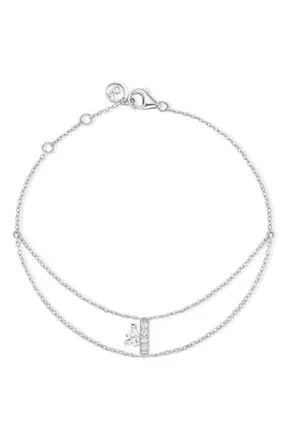 Repossi Diamond Letters Bracelet in White Gold And Blue Lacquer at Nordstrom, Size 17