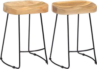 vidaXL Taburetes De Cocina Gavin 2 Unidades Madera Maciza De Mango Vidaxl