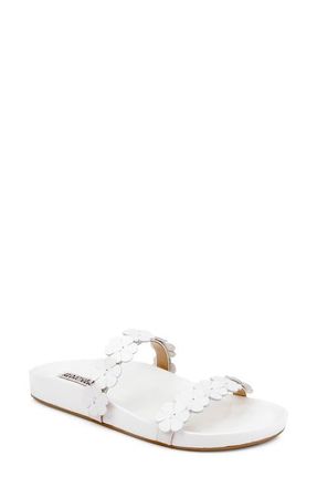 Badgley Mischka Waterbury Slide Sandal in White Leather at Nordstrom, Size 5.5