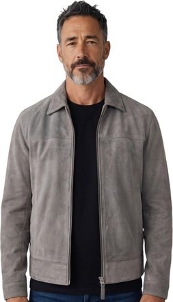 Infinity Leather Mens Stone Goat Suede Leather Harrington Biker Jacket - Bursa