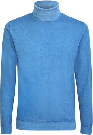 Daniele Fiesoli Merino Wol Trui - Heren - Coltruien - Blauw - L - Wol - Truien & Vesten