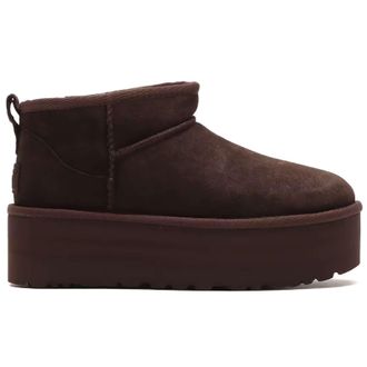 UGG Classic Ultra Mini Platform Suede Womens Ankle Boots - Burnt Cedar - Size:UK 4