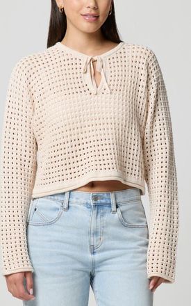Florence By Mills Keyhole Open Knit Crop Sweater in Quartz at Nordstrom, Size Xx-Small