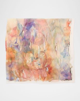 Alexander McQueen Painted Flora Silk Scarf