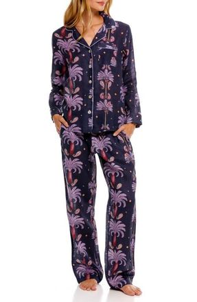The Lazy Poet Emma Linen Pajamas in Blue at Nordstrom, Size X-Small