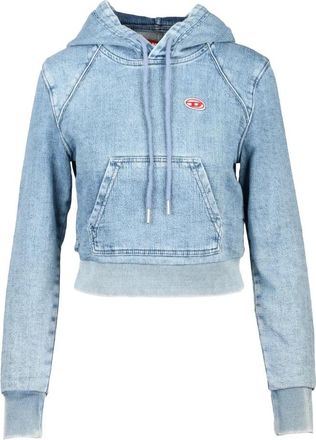 Diesel Korte Katoenmix Sweatshirt - Dames - Hoodies - Blauw - M - Katoen - Hoodies & sweatvesten