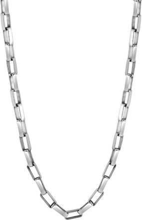 Pompeii3 Mens Polished Steel Clasp Single Tone Rectangle 4mm Flexible Link 22 Chain