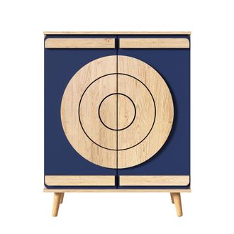 Urban Meuble Zapatero moderno con madera natural y puertas azules