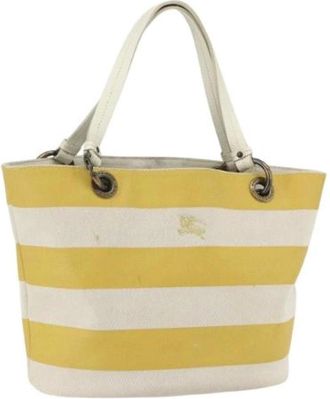 Burberry Pre-owned Tote Bags, female, Yellow, Size: ONE SIZE Pre-owned Canvas Tote Bag