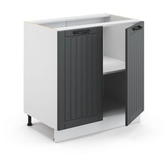 Vicco Armario Bajo Para Fregadero Fame-line, Antracita Casa De Campo, 80 Cm Con Estante, Et Roble Vicco